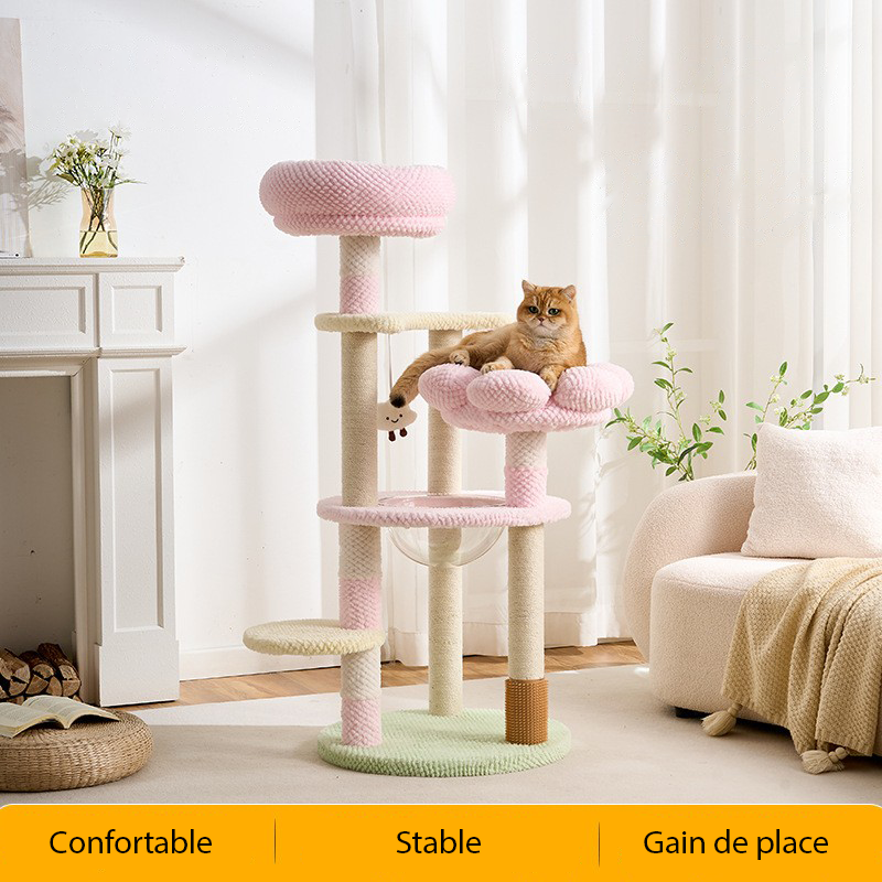 Arbre à chat - Crème Cozy - Rose – Image 6