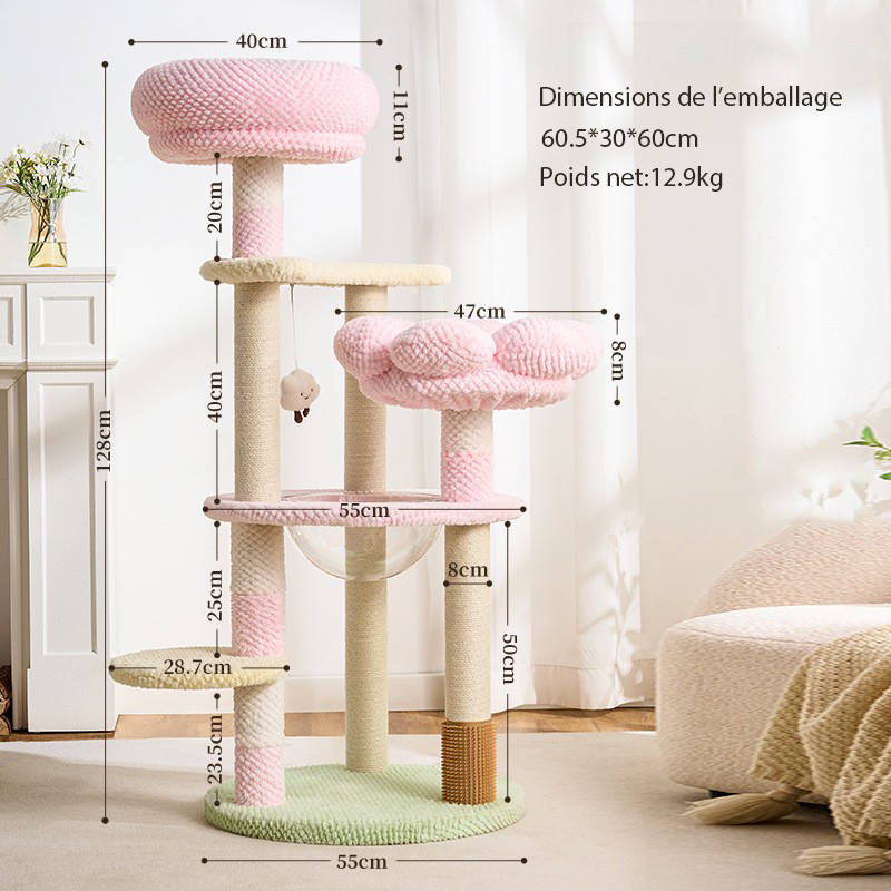 Arbre à chat - Crème Cozy - Rose – Image 3